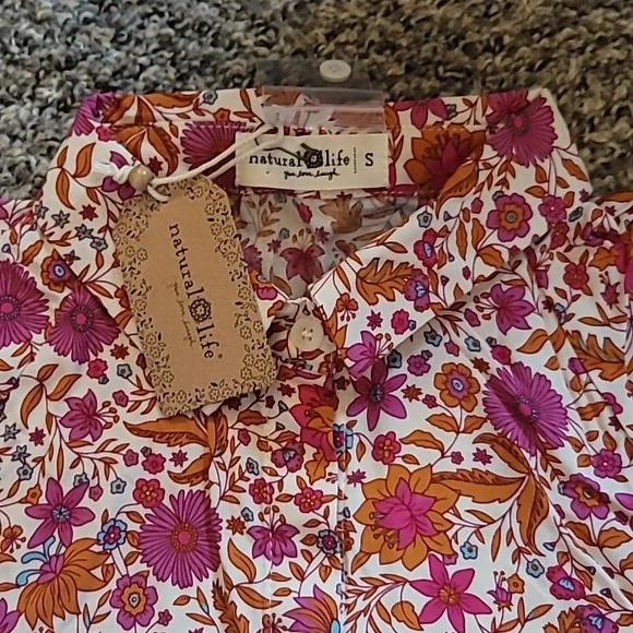 NATURAL LIFE Pink, Orange and White Floral Women's Size SMALL Dress - Picture 3 of 7